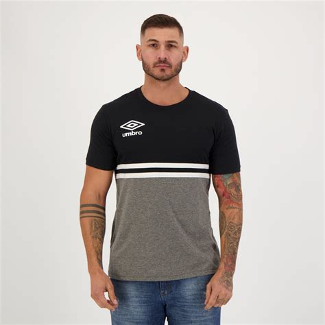 Camiseta Umbro TWR Block Color Preta E Cinza FutFanatics