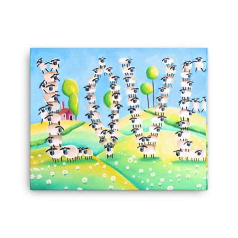 Sheep Love Folk Art Canvas