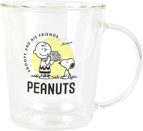 Jp 大西賢製販 Peanuts ダブルウォールグラスマグ Yellow S Pg 2012 ホーム＆キッチン