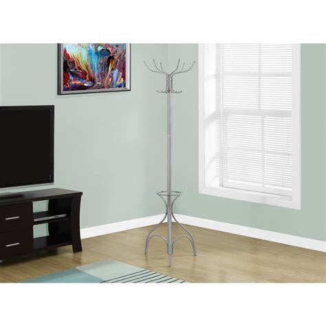 Monarch Specialties Silver 10 Hook Coat Rack I 2032 The Home Depot