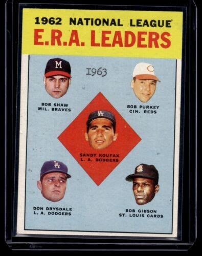 1962 Topps National League ERA Leaders Bob Gibson Sandy Koufax 5 3K29