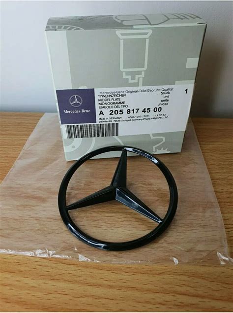 Mercedes C Class W Gloss Black Rear Boot Star Badge A