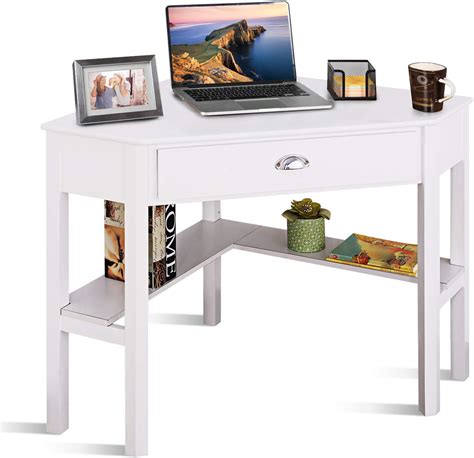 Goflame Computer Corner Desk Wood Compact Home Office