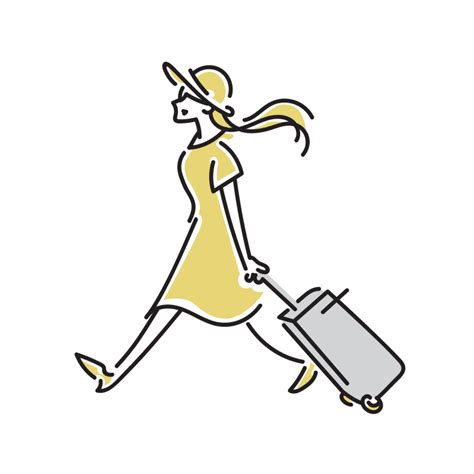 旅行する女性のイラスト