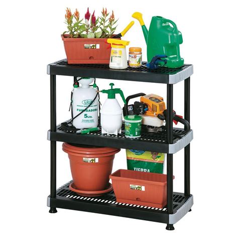 Rimax Black Tier Plastic Garage Storage Shelving Unit In W