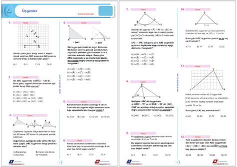 8 Sınıf Üçgenler Çıkmış Sorular Yaprak Test