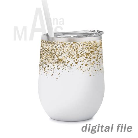 Wine Tumbler Png File For Sublimation Designs Gold Glitter Etsy