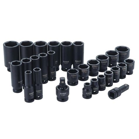 DEWALT 1 2 In Drive SAE Impact Socket Set 28 Piece DWMT19244 The