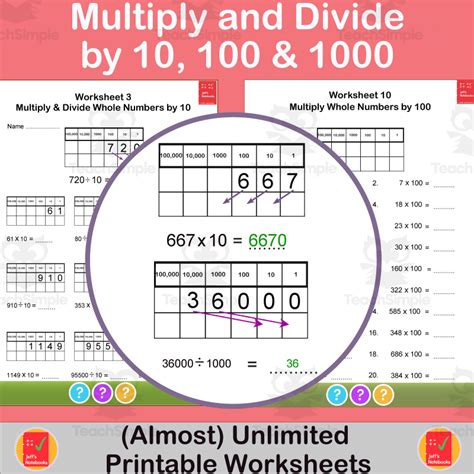 Multiply And Divide Whole Numbers By 10 100 And 1000 Worksheets By