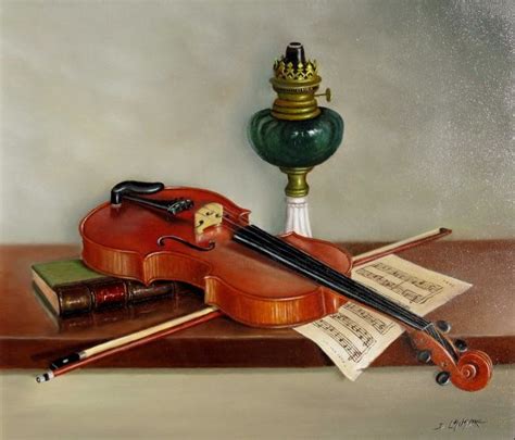 Nature Morte Au Violon Peinture Par Daniel Lavabre Artmajeur