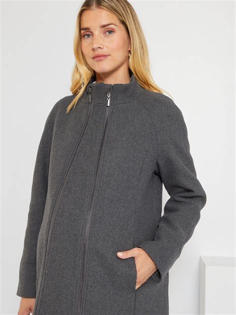 Manteau Grossesse Effet Lainage Gris Kiabi