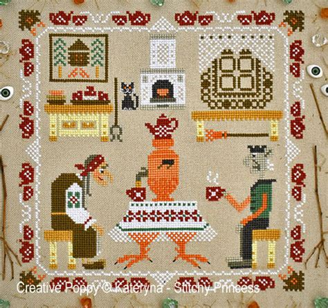 Kateryna Stitchy Princess Le Samovar De Baba Yaga Grille Broderie