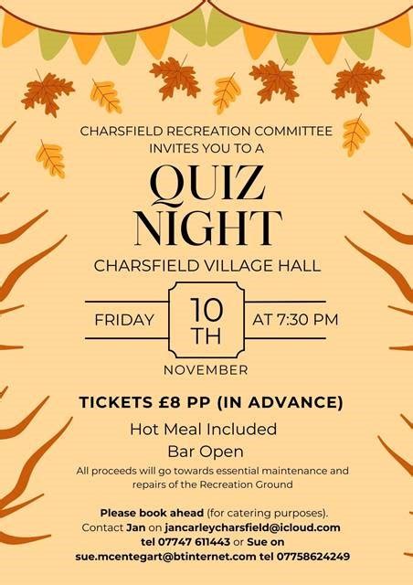 Quiz Night November Charsfield Village