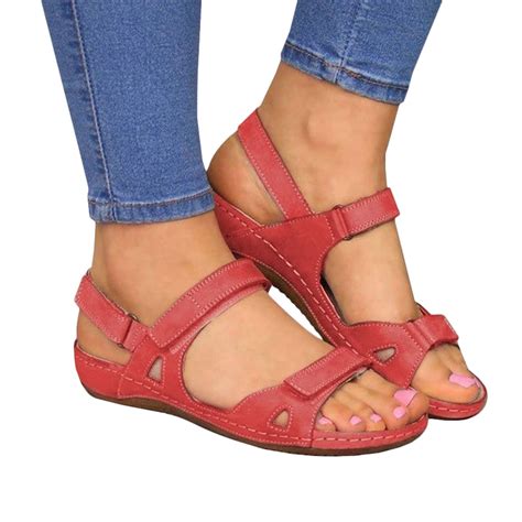 Kukoosong Comfy Women Sandals Summer Solid Color Hollow Out Wedge Comfortable Soft Sandals Wedge