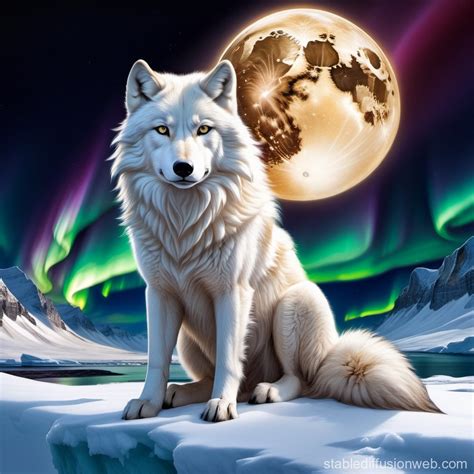 Arctic Wolf In Northern Lights Stable Diffusion Online