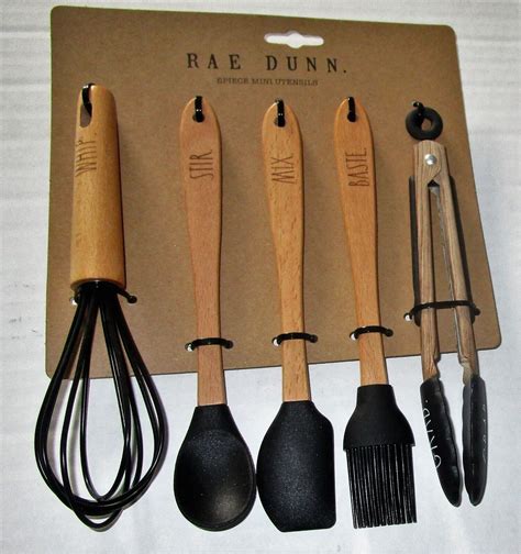 Rae Dunn 5 Pc Mini Utensil Set Ebay Utensil Set Dunn Wooden Handles