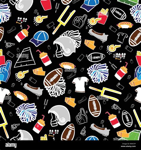 American Football Seamless Pattern All About American Football Black