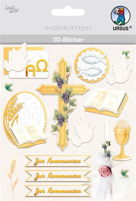 D Sticker Set Kommunion Teilig Mm Kreuz Taube Bibel