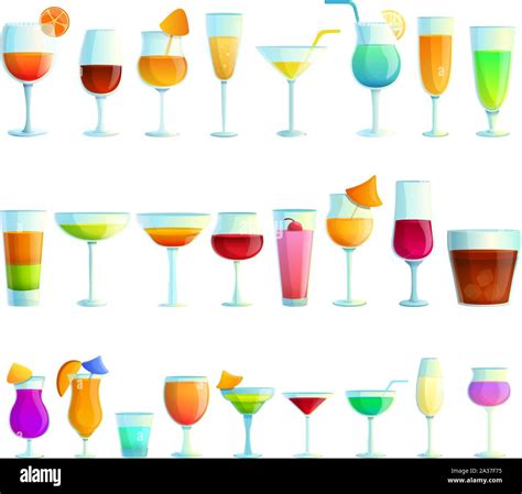 Cocktail Icons Set Cartoon Set Of Cocktail Vector Icons For Web Design