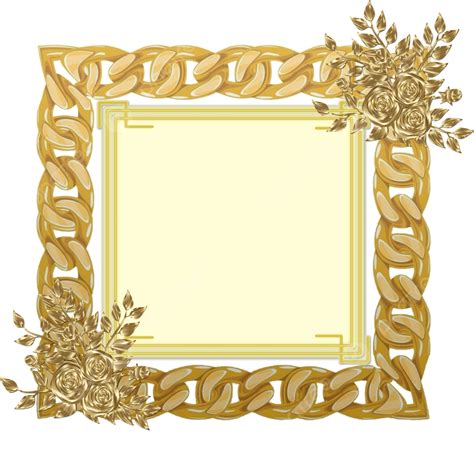 Gold Flower Chain Box Frame Box Frame Flower Frame Gold Frame PNG