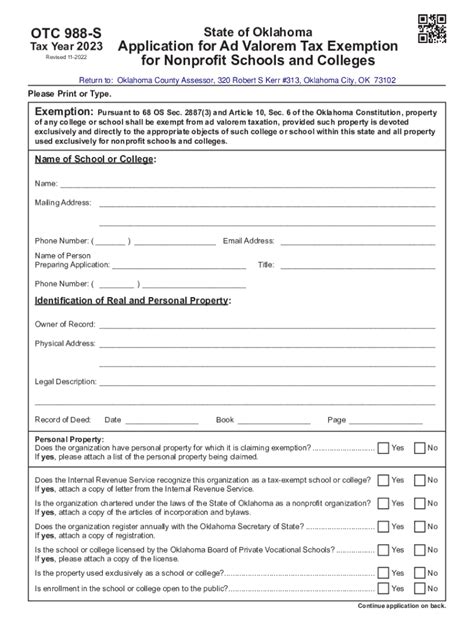 Fillable Online Form S Application For Ad Valorem Tax