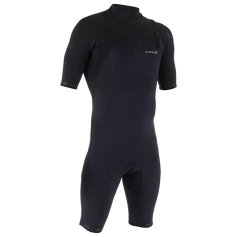 Mens Surfing Neoprene Short Sleeved No Zip Shorty Wetsuit 900 Black