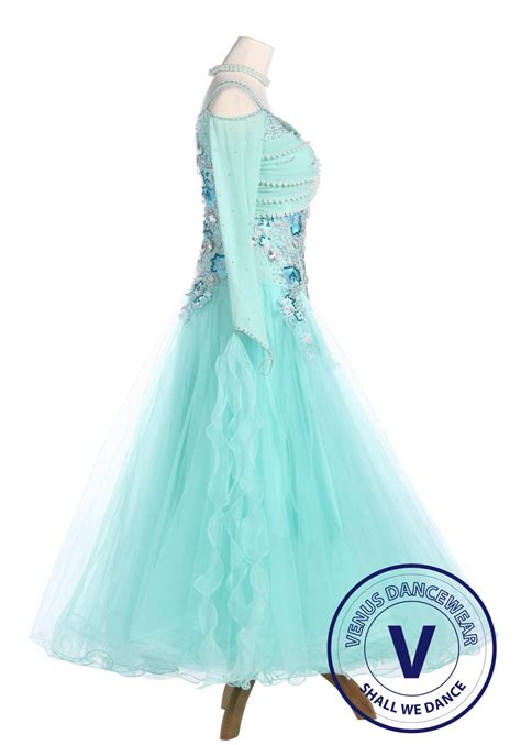 Skyblue Elegant Smooth Tango Waltz Competition Ballroom Dress