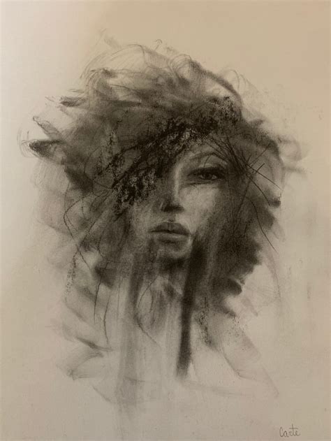 Charcoal Drawing, Hand Drawn Art, Pencil Art, Drawing of a Girl, by Josh Carte, Wall Art Drawing ...