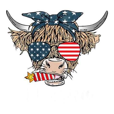 Custom Merica Highland Cow With Bandana Patriotic 4th Of July Premium T Shirt Sticker By Custom