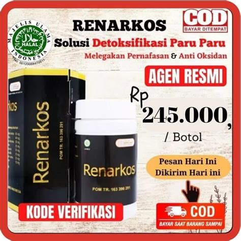 Jual 𝗚𝗔𝗥𝗔𝗡𝗦𝗜 𝗢𝗥𝗜 𝗥𝗘𝗡𝗔𝗥𝗞𝗢𝗦 Isi 50 RENARKOS HERBAMED Obat Herbal