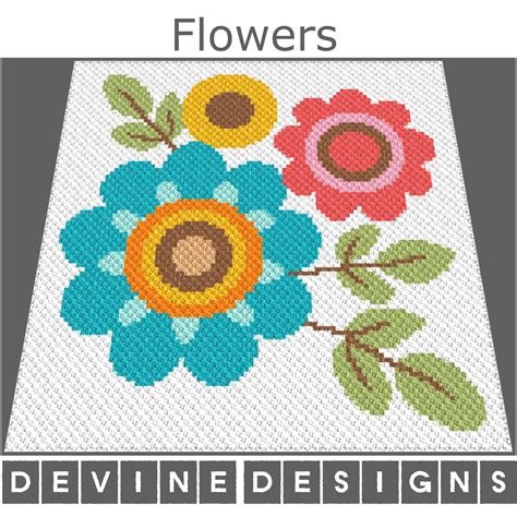 C C Flowers Crochet Pattern Afghan Graph With Written Instructions