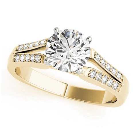 Engagement Ring Split Band Diamond Engagement Ring Yellow Gold Es2232yg