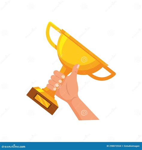 Hand Holding Trophy Victory Stock Illustration Illustration Of Vector