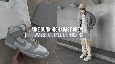 3 WAYS TO STYLE: NIKE DUNK HIGH (VAST GREY) UNBOXING & ON-FEET ...