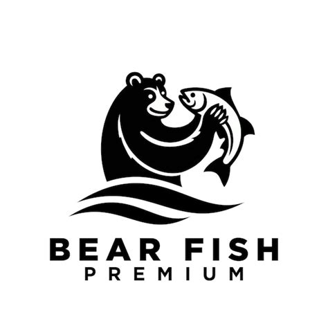 Illustration Du Design De L Ic Ne Du Logo De L Ours Tenant Le Poisson