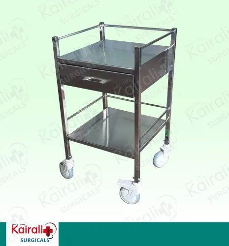 KAIRALI Matt Finish Stainless Steel ECG Machine Trolley For Hospital