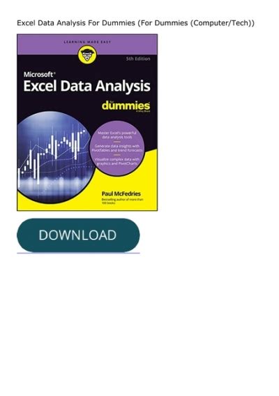 Download️ Book Pdf Excel Data Analysis For Dummies For Dummies Computertech