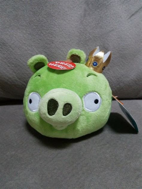 Angry Birds Green King Pig Plush Gold Crown Commonwealth Bad Piggies