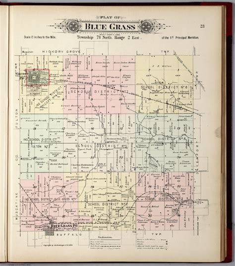 Plat Of Blue Grass Township Scott County Iowa David Rumsey Historical Map Collection