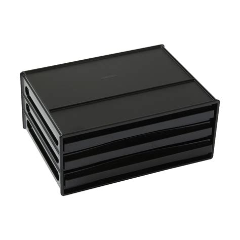 J Burrows Desktop File Storage Organiser 3 Drawer Black Officeworks