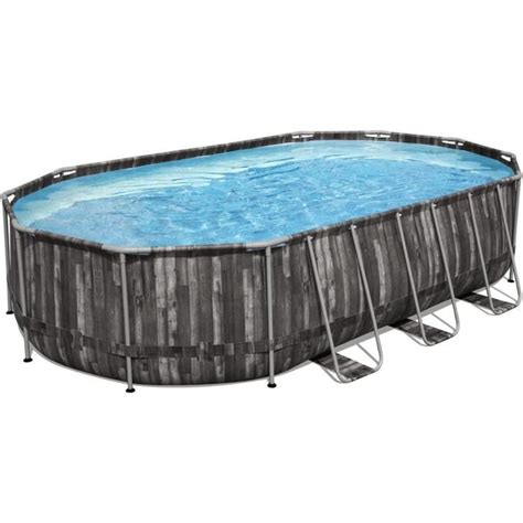 Framepool Piscine Ovale En Osier Gris 6 10 X 3 66 X 1 22 M Avec Pompe