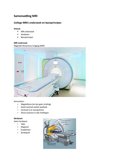 Samenvatting MRI IKT 2 1 Samenvatting MRI College MRI1 Onderzoek En