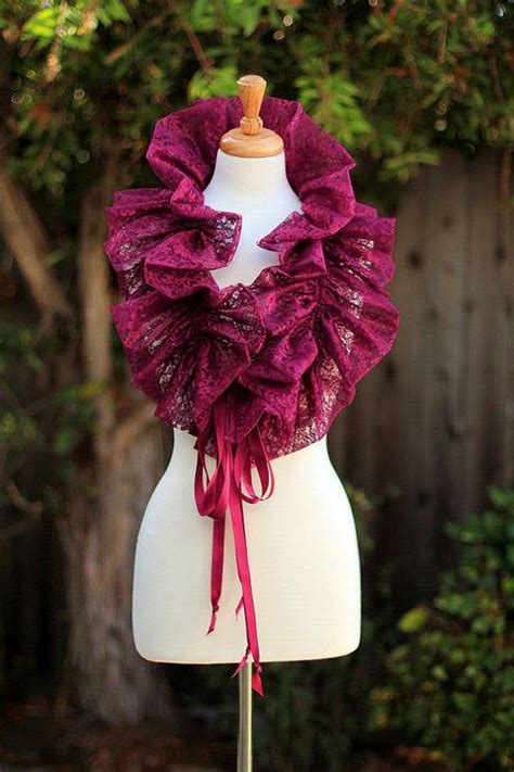 Burgundy Lace Collar Fashion Neck Ruff For Burlesque Or Elizabethan