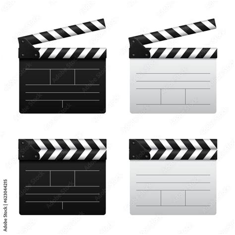 Clapper board on white background. Film movie clapper board. Vector illustration. Stock Vector ...