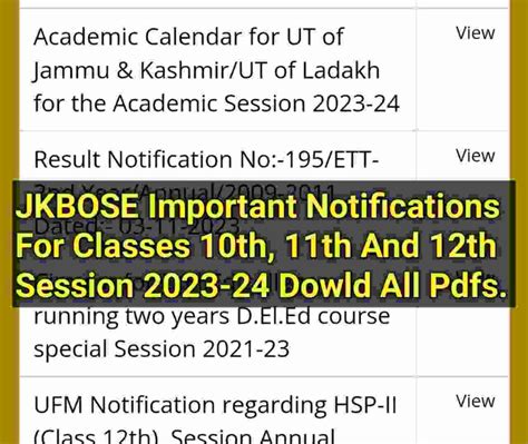 Jkbose Important Notifications For Jammu And Kashmir Division For