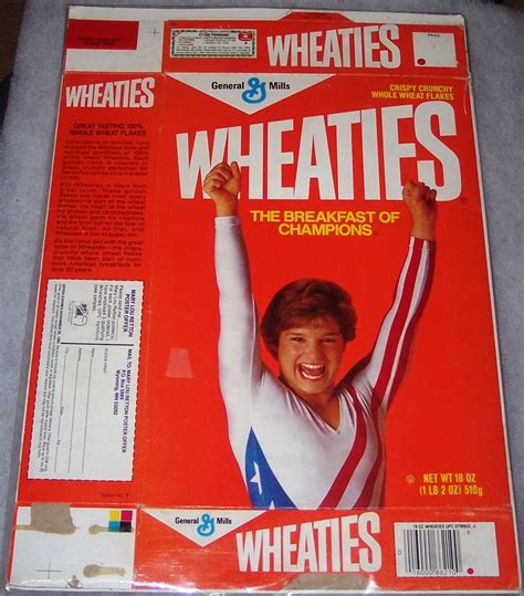 1985 Mary Lou Retton (hands in air) (free poster offer on back) WHEATIES Box | Wheaties Box ...