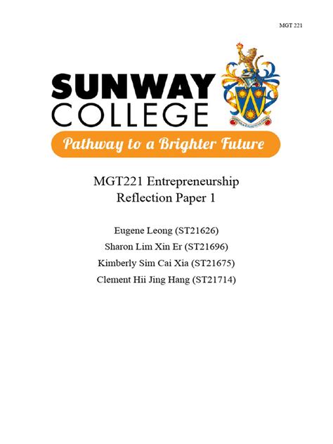 Mgt221 Reflection Paper 1 Pdf Entrepreneurship Leadership