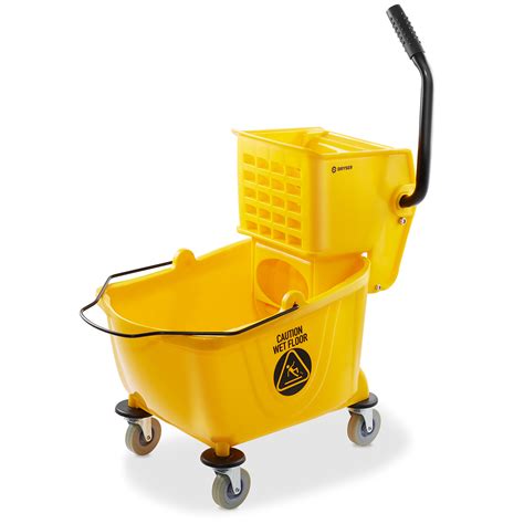 Dryser Commercial Mop Bucket With Side Press Wringer 26 Quart Yellow