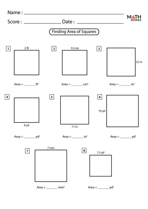 Area Of A Square Worksheet Printable And Enjoyable Learning