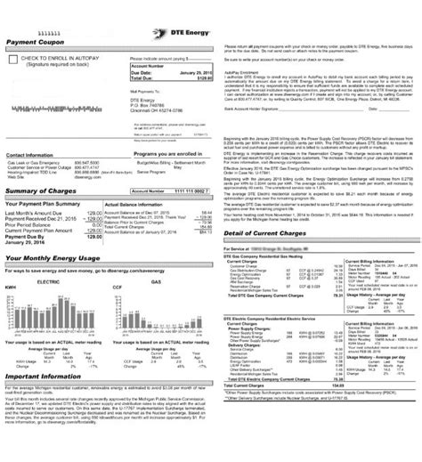 Dte Bill Template